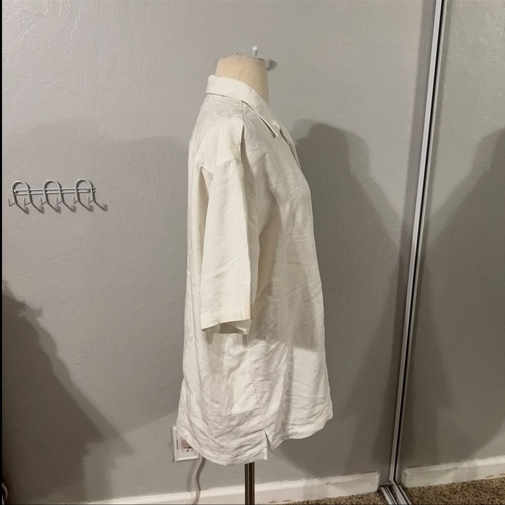 Mens White Button Up with Beach Pattern - Picture 4 of 9